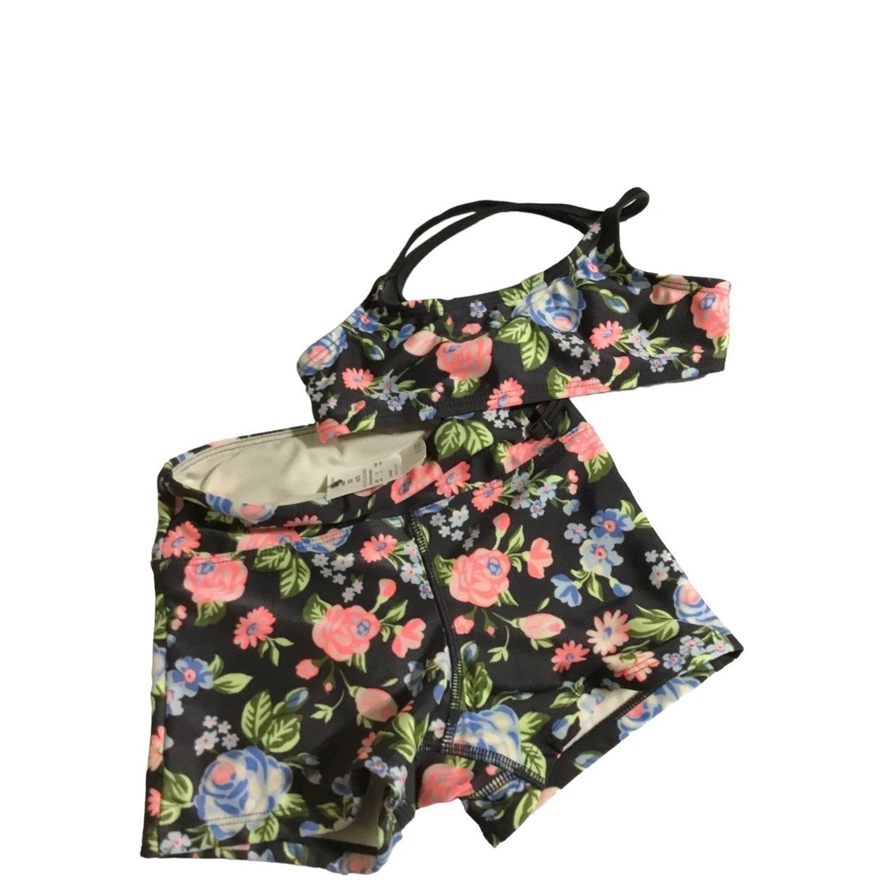 Girls' Swim Floral Bike Shorts with Adjustable Back Top Set NWT 4/5